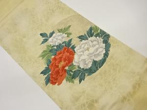 丸に牡丹模様織出し袋帯